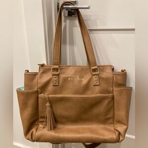 White elm gemini convertible backpack travel bag or diaper bag vegan leather